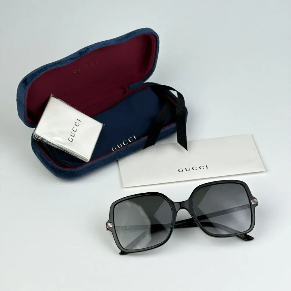 NEW Gucci GG1449S 001 Black Grey Women Square Sunglasses GG 1449S - Picture 10 of 11